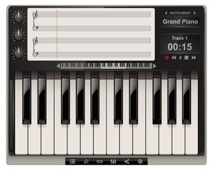 Vector piano template with icons