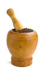 black spice pepper in mortar and pestle