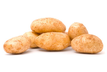 Fresh potatoes on a white background