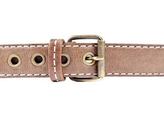 Woman's Brown Leather Belt Isolated on White