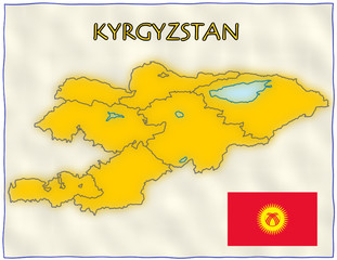 Kyrgyzstan political division national emblem flag map