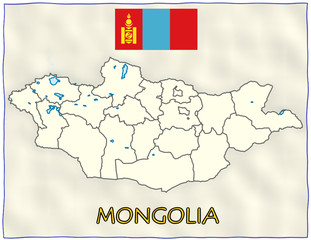 Mongolia political division national emblem flag map