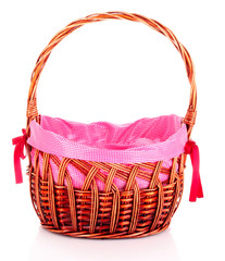 empty Wicker basket isolated on white