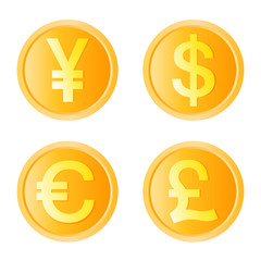 gold coin, four monetary unit vector