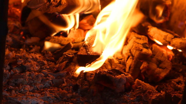 beautiful fire in the fireplace