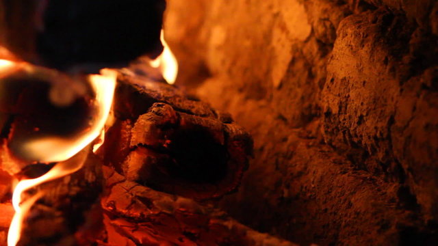 beautiful fire in the fireplace