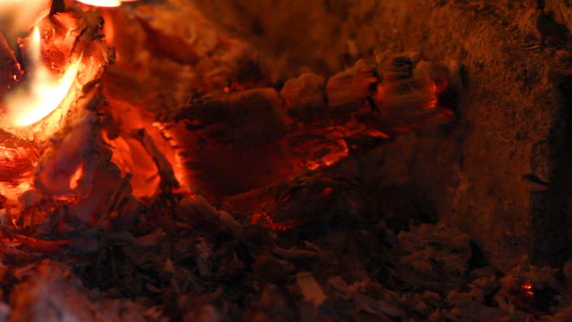 beautiful fire in the fireplace