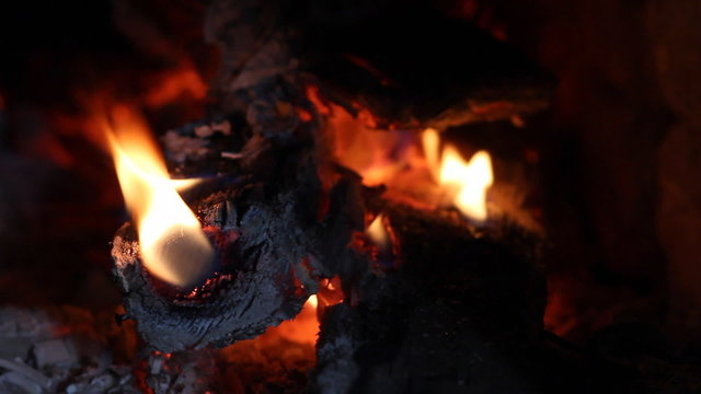 beautiful fire in the fireplace