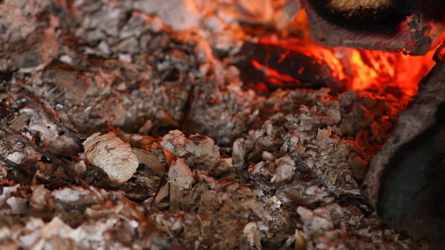 beautiful fire in the fireplace