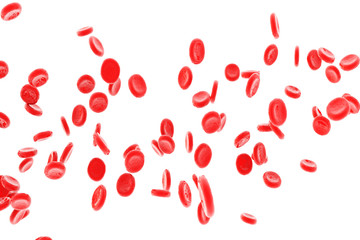 Red blood cells isolated on white