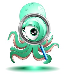 Polpo Cartoon con Lente-Uctopussy with Lens-Vector