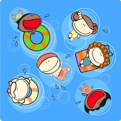 Cute kids in a swimming pool