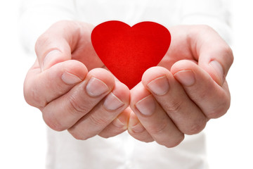 Fototapeta premium love concept. holding a red heart in hands.