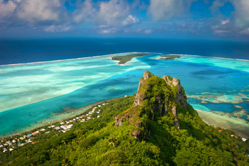 View on the peak mountain, Maupiti, French Polynesia - obrazy, fototapety, plakaty