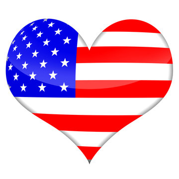 American flag styled  heart isolated onr white