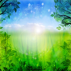 green and blue spring background
