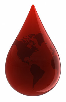 Blood Drop with World Map