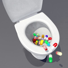pills in the toilet