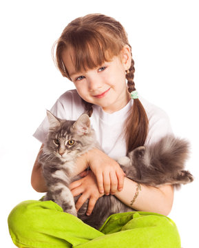 girl with a cat