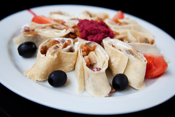 Pancakes with mushrooms