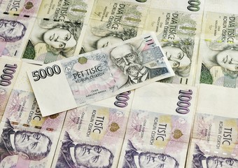 Czech National  Currency: 1000 & 2000 & 5000 banknotes
