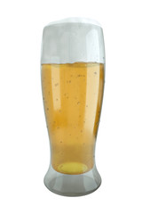 Glass of beer against white background. 3D render.