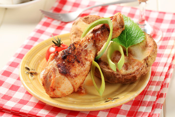 Roasted chicken drumstick