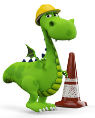 Fototapeta premium green baby dragon underconstruction