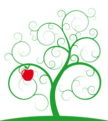 red apple and spiral tree