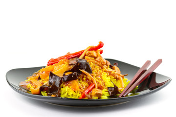 Chinese sweet and sour chicken with rice