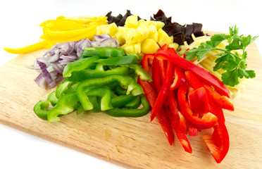 Sliced vegetables for cooking chinese