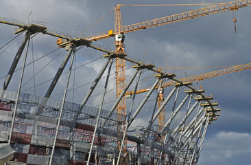 Sports stadium under construction. Warsaw