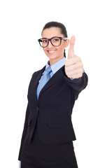 businesswoman giving thumbs up