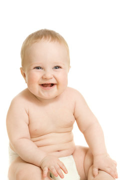smiley baby boy  isolated on white