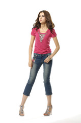 Dynamic image of a beautiful woman shot in studio