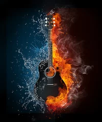 Photo sur Plexiglas Flamme Guitare électrique
