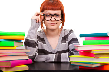 teenager with books