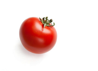 red tomato on white background