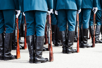 Military uniform soldier row