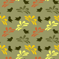 Fototapeta na wymiar seamless background with birds and flowers