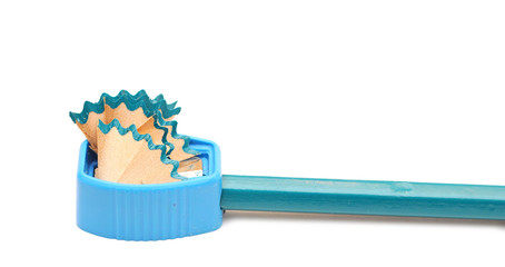 Sharpened pencil and wood shavings