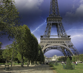 Thunderstorm approaching Eiffel Tower, Paris