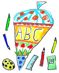 schulanfang schult&uuml;te / kinderzeichnung