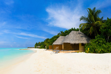 Tropical beach and bungalows