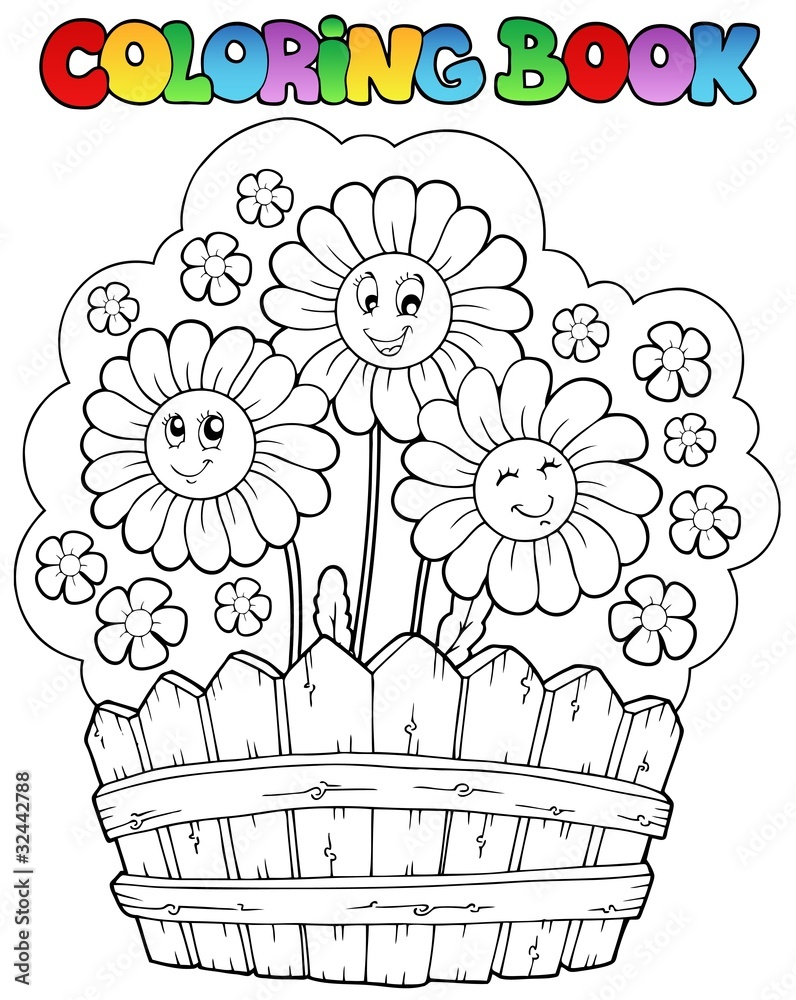 Sticker coloring book with daisies