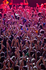 red lighted audience