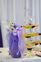 Champagne glasses tower in celebration party