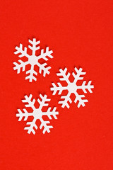 snowflakes on the red background