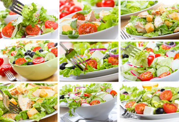 collage with salad