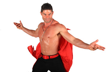bel homme en rouge